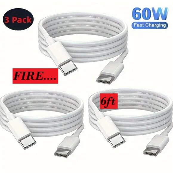 Other - 🔥3PK Ultra Fast 60W New USB C To USB C Data 6Ft Cables